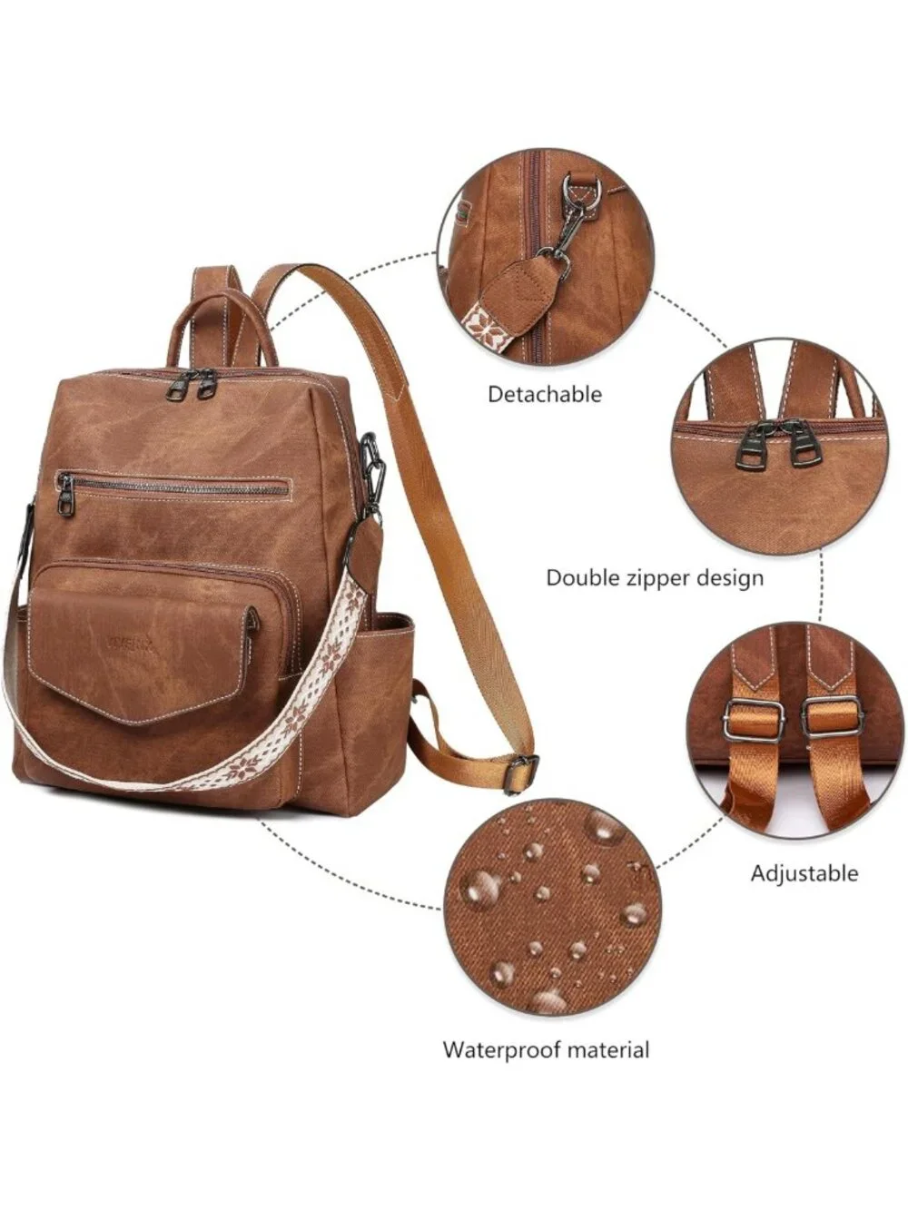 Stylish PU Leather Backpack Purse for Women - Small Travel Handbag & Shoulder